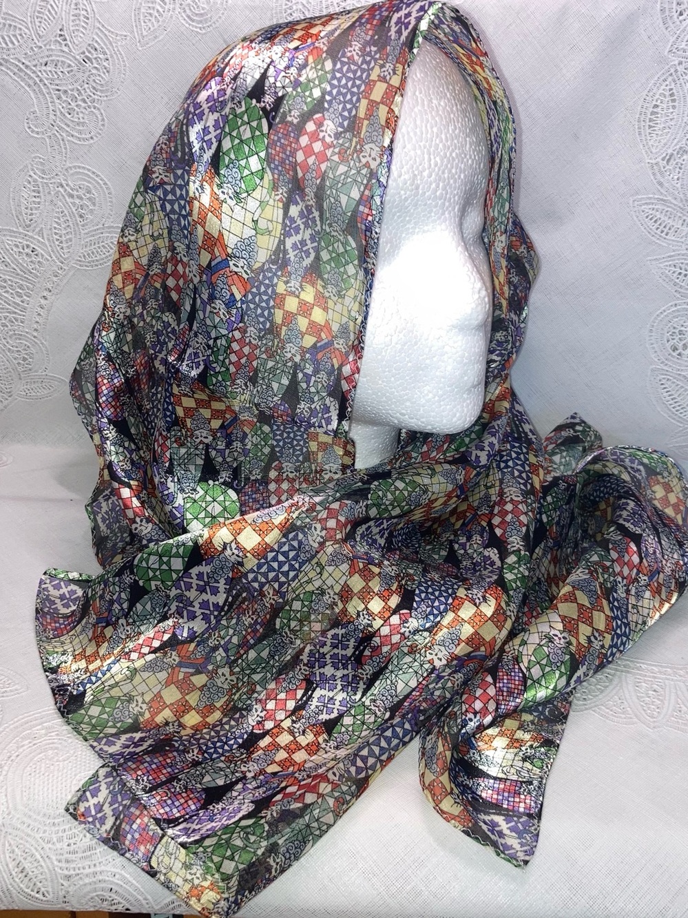 Multi-Color Patterned Women's Scarf - Picture 2 of 10